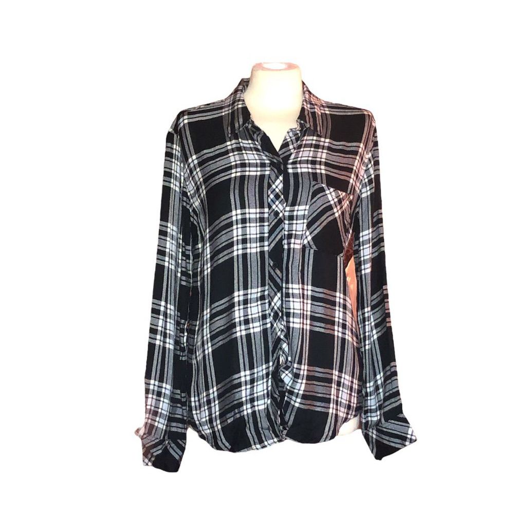 Rails “Hunter” shirt, Black, Sky Blue, and Ivory plaid, Signature Rayon, super s